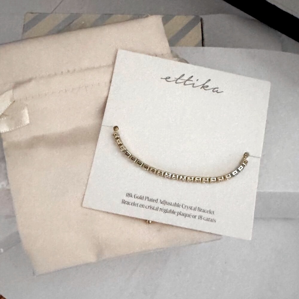 👑 Stunning Ettika 18k Gold Plated Adjustable Crystal Bracelet - Brand New 👑